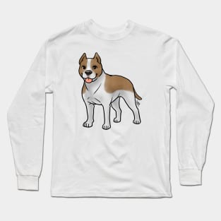 Dog - American Staffordshire Terrier - Cropped Tan and White Long Sleeve T-Shirt